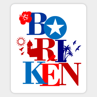 Puerto Rico Boriken Flag Colors Boricua Symbols Magnet